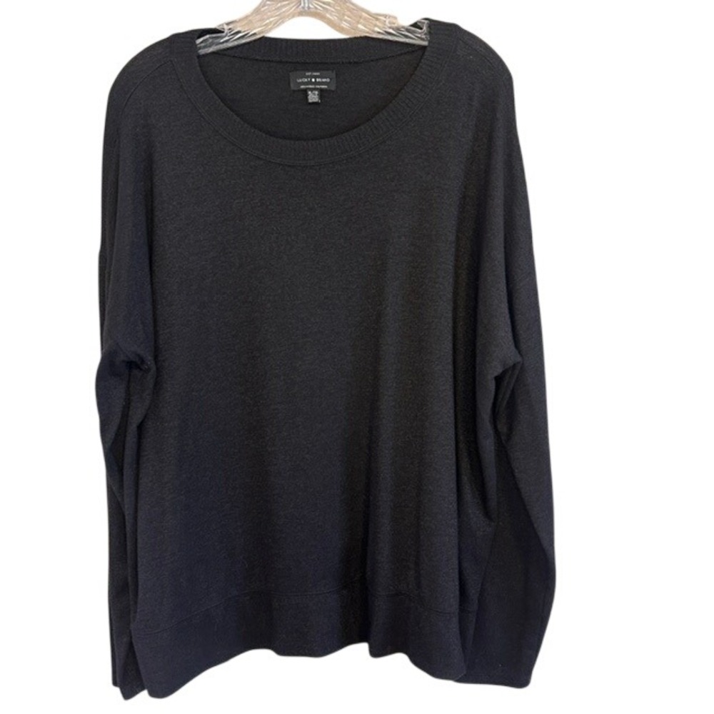 Lucky‎ Brand Women's Soft Heather Black Pullover Crewneck Sweater XL